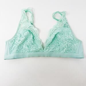 PINK Victorias Secret Mint Green Lace Plunge Bralette Small S Unlined Adjustable